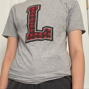Grey UofL plaid L tee! Super soft woman’s tee!